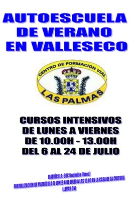 Autoescuela de verano en Valleseco